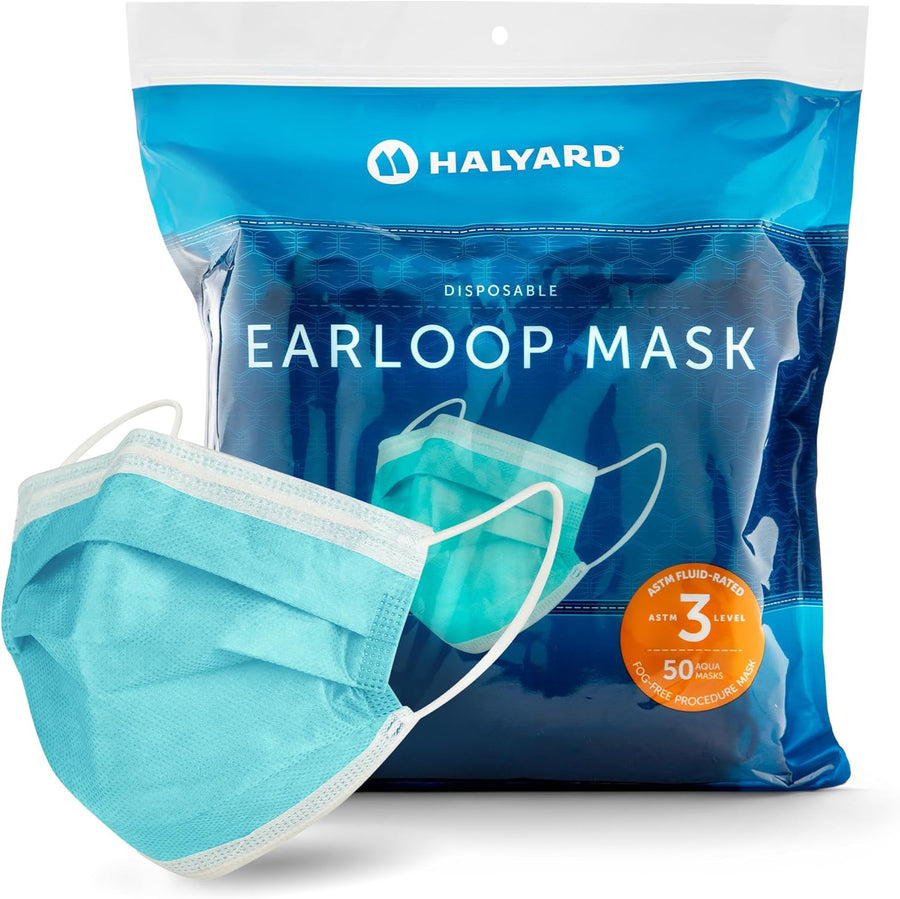 Halyard FluidShield Level 3 Disposable Procedure Mask with Soft Lining and Earloops