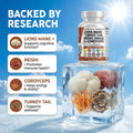 Clean Nutraceuticals Lions Mane 20in1 Mushroom Supplement with Turkey Tail Reishi Cordyceps Chaga Maitake Meshima Poria Cocos Shiitake Oyster Porcini Enoki - 1 Pack