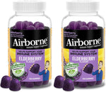 Airborne Elderberry + Zinc & Vitamin C Gummies For Adults, Immune Support Vitamin D & Zinc Gummies With Powerful Antioxidant Vitamins C D & E - 50 Gummies, Elderberry Flavor