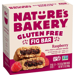 Nature’s Bakery Gluten Free Fig Bars, Raspberry, Real Fruit, Vegan, Non-GMO, Snack Bar, 1 box with 6 twin packs (6 twin packs)