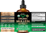 Mullein Drops for Lungs - USDA Organic Liquid - Mullein Leaf Extract Supplement - for Women & Men - Lung & Bronchial Cleanse for Smokers - Respiratory Health Support - As Tincture, Tea, Pills - 4 oz