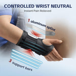 FEATOL 2 Pack Carpal Tunnel Wrist Brace For Work With Wrist Splint, 6.5'' Wrist Brace Night Support For Women Men, Pain Relief For Tendonitis, Arthritis, Pregnancy, Typing, Right and Left Hand, Medium