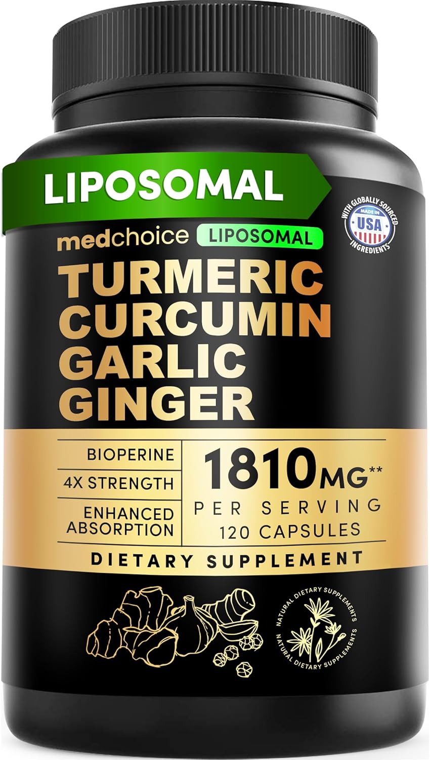 4-in-1 Turmeric Joint Support Supplements with Garlic and BioPerine - 2360 mg High Potency Herbal Blend for Mobility, Everyday Flexibility, Digestive Comfort, and Active Aging Support (120ct)
