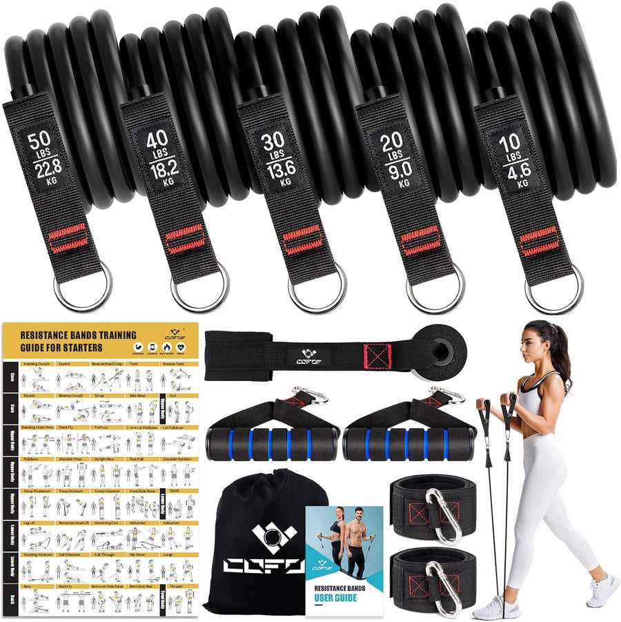 Resistance Bands with Handles for Women - 5 Levels, Yoga, Pilates, Therapy