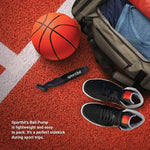 SPORTBIT Ball Pump for Sports Balls - Push & Pull Inflating System - Hand Pump for All Exercise Balls - Volleyball Pump, Basketball Inflator, Football & Soccer Ball Air Pump - Goes with 5 Needles Set