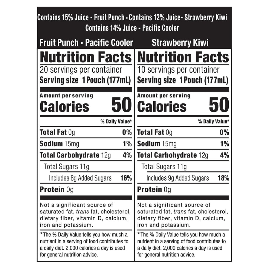 Capri Sun Fruit Punch, Strawberry Kiwi and Pacific Cooler Flavored Juice Drink Blend Variety Pack, 30 ct Box, 6 fl oz Pouches