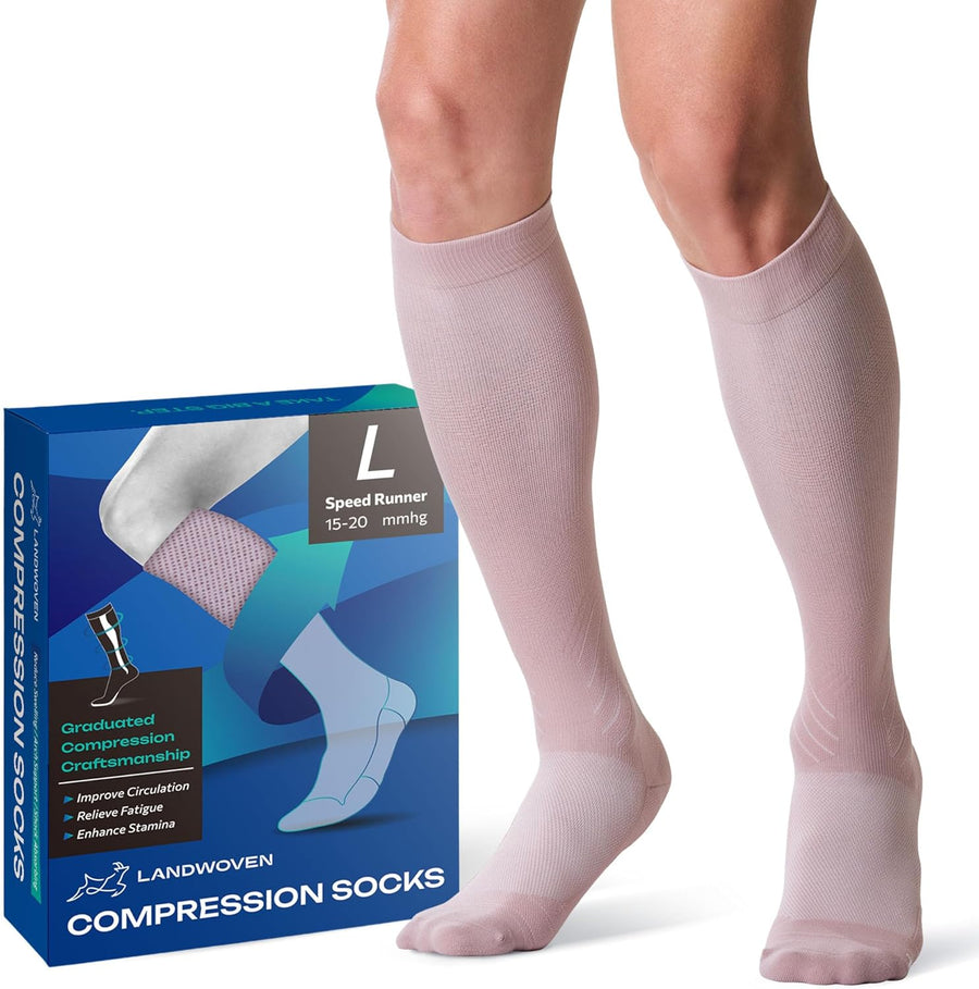 Knee Length Compression Socks for Women and Men, 15-20mmHg