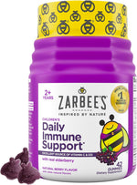 Zarbee’s Elderberry Gummies for Kids, Immune Support Supplement with Vitamins A, C, D3, E, & Zinc, Gluten & Gelatin Free, No Artificial Flavors, Natural Berry Flavor, Ages 2+, 42 ct
