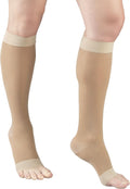 Truform 15-20 mmHg Women's Knee High Compression Stockings, Open Toe, Medium