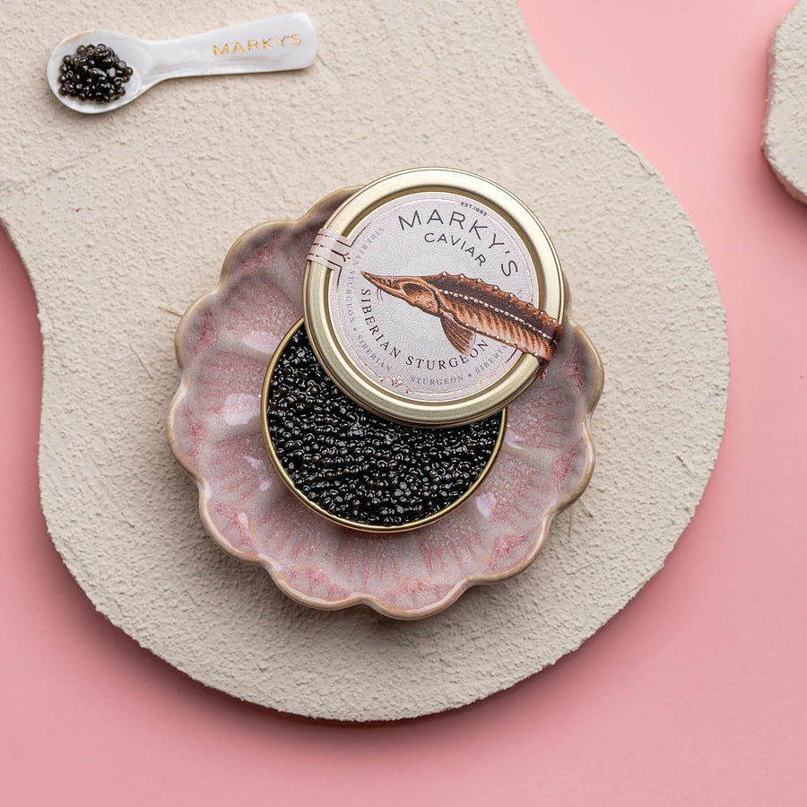 MARKY'S Baerri Siberian Sturgeon Black Caviar from Italy – 1 oz / 28 g – Malossol Ossetra Black Roe - GUARANTEED OVERNIGHT