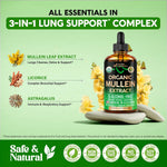 Mullein Drops for Lungs - USDA Organic Liquid - Mullein Leaf Extract Supplement - for Women & Men - Lung & Bronchial Cleanse for Smokers - Respiratory Health Support - As Tincture, Tea, Pills - 4 oz