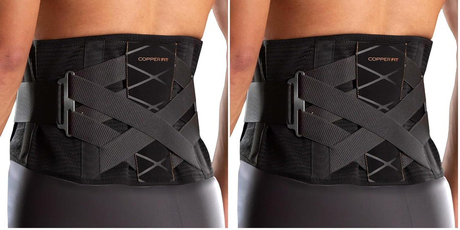 Copper Fit X-Back Brace for Lower Back Pain, Lumbar Support, Herniated Disc, Sciatica, Arthritis – Adjustable, Breathable Design - for Men and Women (Large/XLarge)