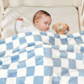 Yurhap Checkered Baby Blanket Fleece Baby Blankets for Boys, Ultra Soft Cozy Fluffy Infant Toddler Newborn Receiving Blankets for Crib Stroller, 30''x40'', Blue