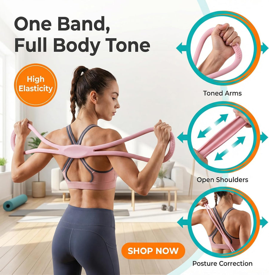 Figure 8 Resistance Bands for Full-Body Workouts - Durable Latex Bands with Handles
