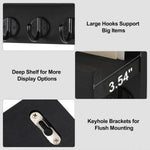 Wall Key Holder with Shelf, Hooks for Bags & Coats, Paulownia Wood, 9.8 x 6.7 x 4.2