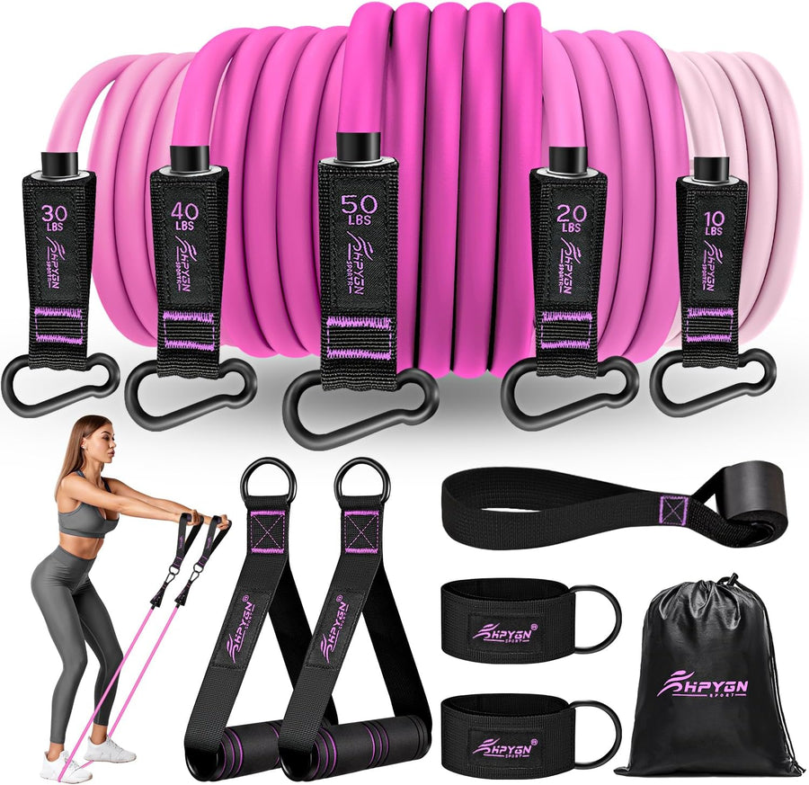 HPYGN Resistance Bands Set with Handles for Full Body Workout, Physical Therapy, Yoga