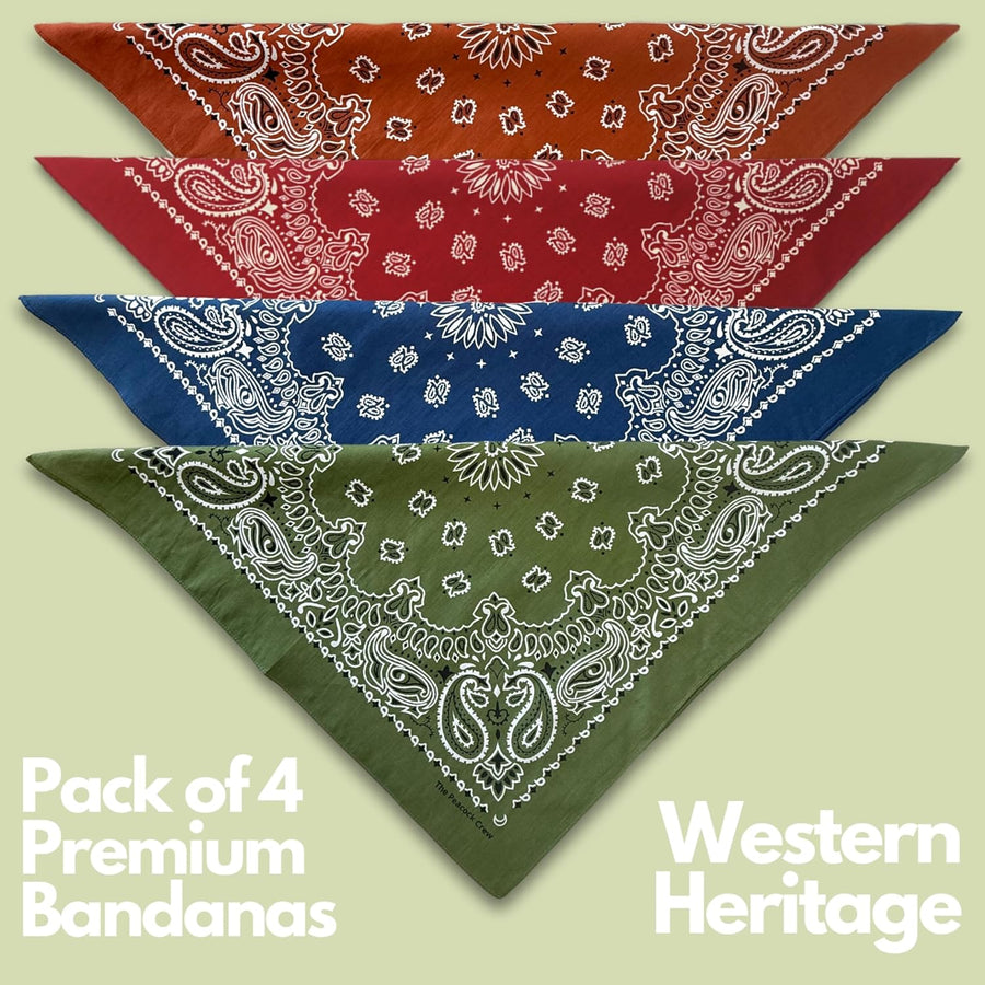 The Peacock Crew Premium Soft Cotton Bandanas Pack for Men and Women Paisley 22 x 22 inches