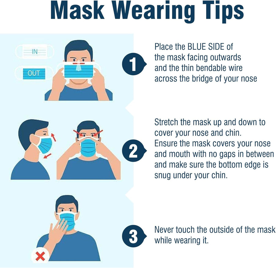 WECARE 3 Ply Disposable Face Mask 50 Pack Individually Wrapped Printed Masks