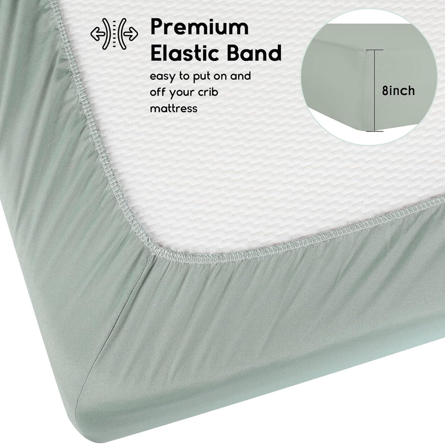 Yoofoss Baby Crib Sheets for Boys Girls, Fitted Crib Sheet 2 Pack for Standard Crib and Toddler Mattress, Super Soft Microfiber Baby Sheet 28x52x8in(Green+Leaf)