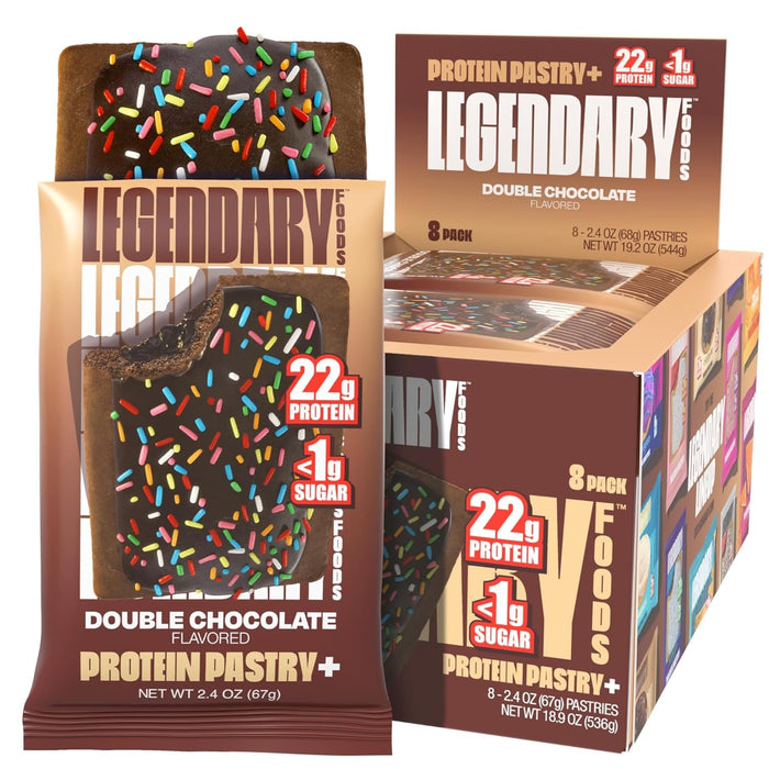 Legendary Foods 22g Protein Pastry 0g Added Sugar, Low Carb, Gluten Conscious, Keto Snack, Ideal for Glucose Management, Includes Whey Protein Isolate, 8 Pack Double Chocolate