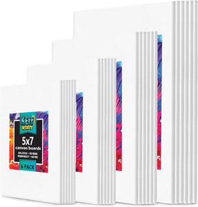 KEFF 24-Pack Canvas for Painting, 6 of 5x7, 8x10, 9x12,11x14 Painting Canvas Boards, Art Supplies for Adults & Kids - 100% Cotton Primed Canvases for Painting Acrylic, Oil, Watercolor, Tempera