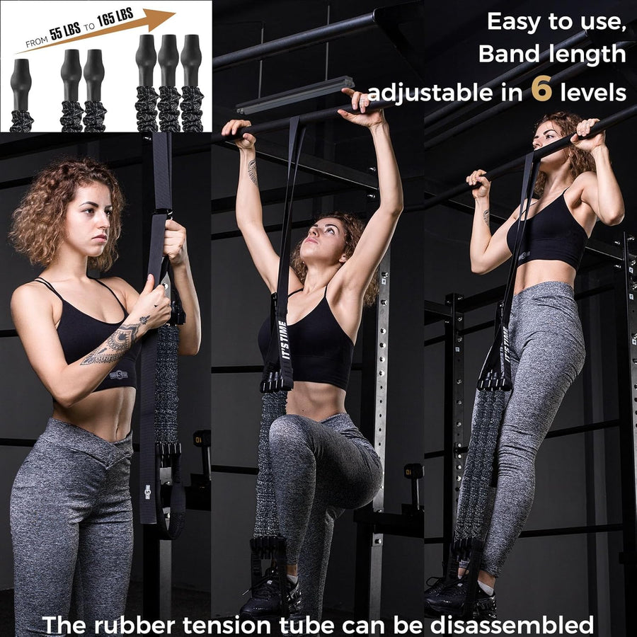 Innstar Heavy Duty Pull Up Assist Bands - Adjustable Resistance 165-265lbs with Fabric Feet/Knee Rest