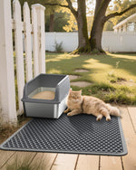 Cat Litter Mat - 23.2'' x 14.6'' Small Litter Trapping Mat, Easy to Clean Litter Box Mat, Waterproof, Urine-Proof, Non-Slip Kitty Litter Mats for Floor, Grey