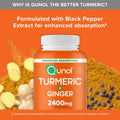Qunol Turmeric Curcumin with Black Pepper & Ginger, 2400mg Turmeric Extract with 95% Curcuminoids, Extra Strength Supplement, Enhanced Absorption, Joint Support Supplement, 105 Count