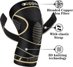 Copper Knee Braces with Strap for Knee Pain Relief, 2 Pack, Medium Size