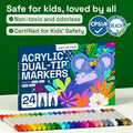 ARTISTRO 24 Acrylic Paint Markers for Rock, Fabric, Wood, Glass, Craft, Decoration - Dual-Tip Paint Pens - Stocking Stuffers, Christmas Gift Idea for Teens, Grandkids, Kids - Art Supplies
