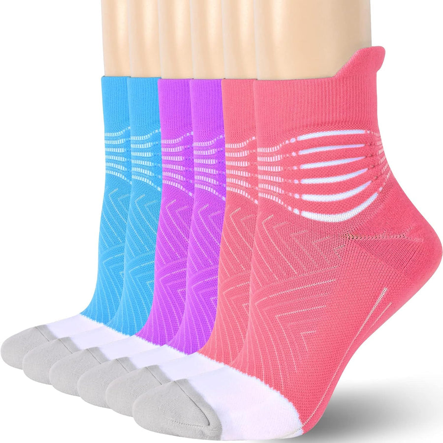 IRAMY Compression Ankle Support Socks Women - Wicking, Cushioned Athletic, Plantar Fasciitis Relief 2/3/6 Pairs