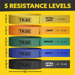 Tribe Fabric Resistance Bands for Working Out - 5 Piece Set for Legs and Glutes