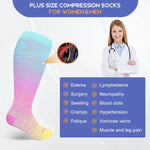 LEVSOX 15-20 mmHg Knee High Compression Socks for Women and Men Plus Size Wide Calf
