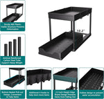 DEKAVA Under Sink Organizer 2 Pack, Bathroom Cabinet Organizer, 2 Tier Sliding Cabinet Basket Organizer Drawer, Multi-Purpose Bath Collection Baskets for Bathroom (Black)