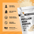 It's Just! - Psyllium Husk Powder, GLP-1 Friendly, Easy Mixing Dietary Fiber, Cleanse Your Digestive System, Finely Ground Powder, Ideal for Keto Baking, Non-GMO (Unflavored, 10oz (Pack of 1))