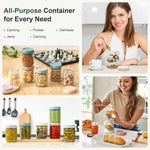 NETANY 6-pack 16 oz Overnight Oats Containers with Lids, Glass jars with Airtight Lids, Wide mouth Mason Salad jars, Glass Food Storage Containers for Snacks Yogurt Spice Sugar