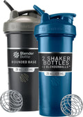 BlenderBottle Classic V2 Shaker Bottle, 28oz (2 Pack), Black & Navy