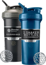 BlenderBottle Classic V2 Shaker Bottle, 28oz (2 Pack), Black & Navy