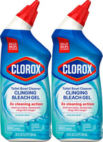 Clorox Toilet Bowl Cleaner, Clinging Bleach Gel, Ocean Mist - 24 Ounces, Pack of 2