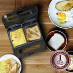 OVENTE Electric Sandwich Maker with Non-Stick Plates, Indicator Lights, Cool Touch Handle, Easy to Clean and Store, Perfect for Cooking Breakfast, Grilled Cheese, Tuna Melts and Snacks, Black GPS401B