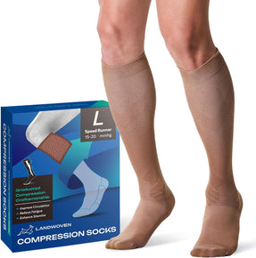 Knee Length Compression Socks for Women and Men, 15-20mmHg