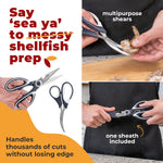 Kitchen Shears by Gidli - Liftime Replacement Warranty* - Includes Seafood Scissors As a Bonus - Heavy Duty Utility Stainless Steel All Purpose Ultra Sharp Scissors for Food/Cooking