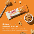 think! Protein Bars, High Protein Snacks, Gluten Free, Kosher Friendly, Creamy Peanut Butter, Nutrition Bars, 2.1 Oz per Bar, 12 Count (Packaging May Vary)