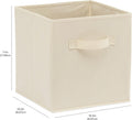 Collapsible Fabric Storage Cubes Organizer with Handles, Sturdy, Beige, 10.5-x-10.5-x-11-inch, Pack of 6