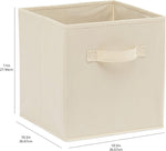 Collapsible Fabric Storage Cubes Organizer with Handles, Sturdy, Beige, 10.5-x-10.5-x-11-inch, Pack of 6
