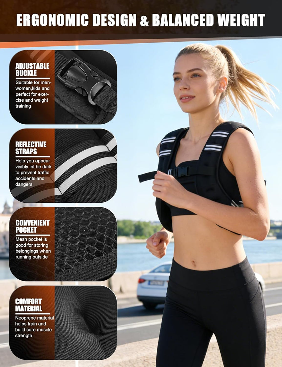 Henkelion Weighted Vest for Men, Women & Kids - Adjustable Weight Vest for Running, Training, Jogging, Walking
