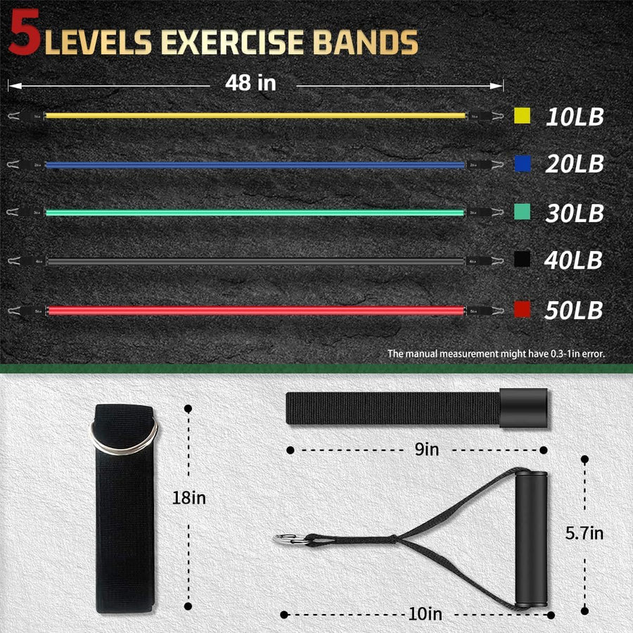 VEICK Resistance Bands - 5 Workout Bands with Handles for Home Fitness