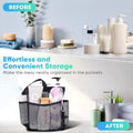 Mesh Shower Caddy Portable for College Dorm Room Essentials, 8-Pocket Large Capacity Shower Bag for Beach, Swimming, Gym