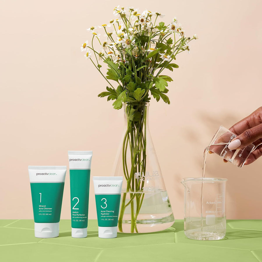 Proactiv Clean 3 Step Acne Routine w/ Pimple Patches- Sulfur Acne Treatment Cleanser, Azelaic Acid Serum, and Facial Moisturizer for Sensitive, Acne-Prone Skin- 30 Day Acne Kit with Pimple Patches