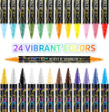 Betem Acrylic Paint Markers, Dual Tip 24 Colors Acrylic Paint Pens with Brush Tip and Fine Point, Art Supplies for Rock, Wood, Canvas, Stone, Glass, Ceramic, Rock Painting